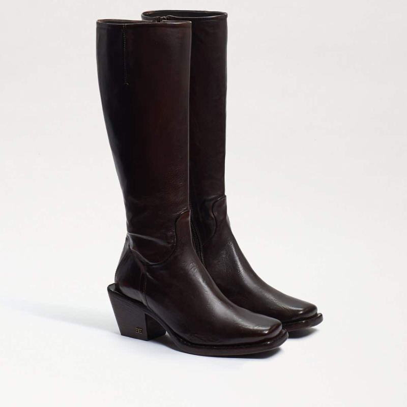 Sam Edelman Tamea Western Boot-Dark Brown Washed Leather
