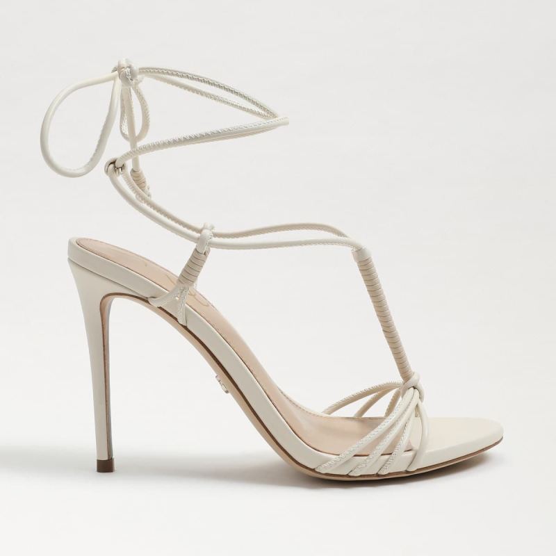 Sam Edelman Safiya Lace Up Stiletto Heel-Ivory/Beige Leather