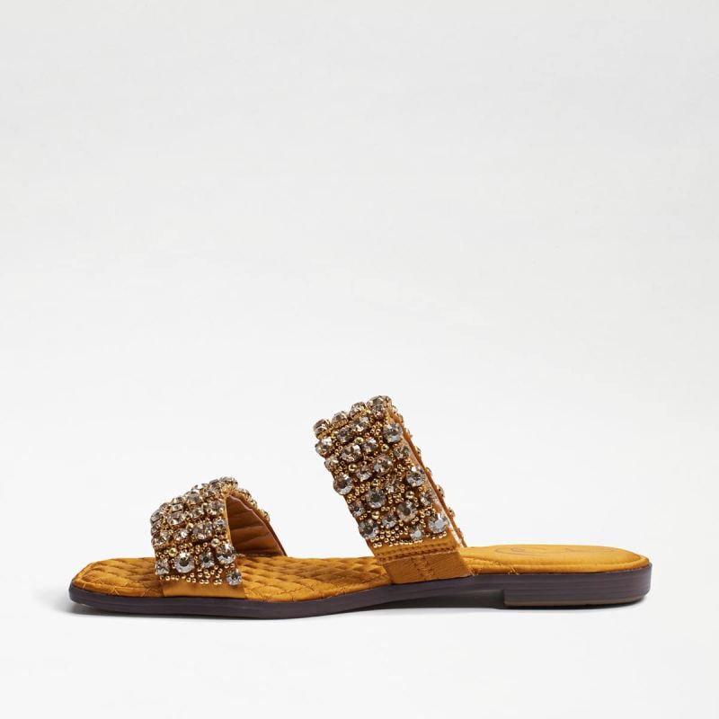 Sam Edelman Ezel Embellished Slide Sandal-Golden Yellow Satin