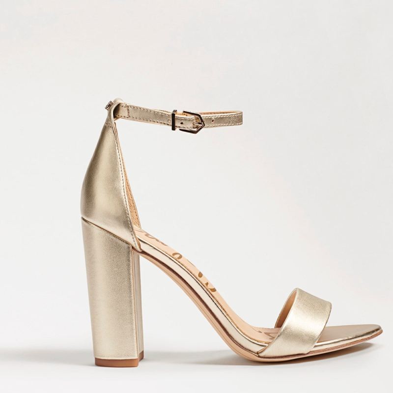 Sam Edelman Yaro Block Heel Sandal-Light Gold Leather