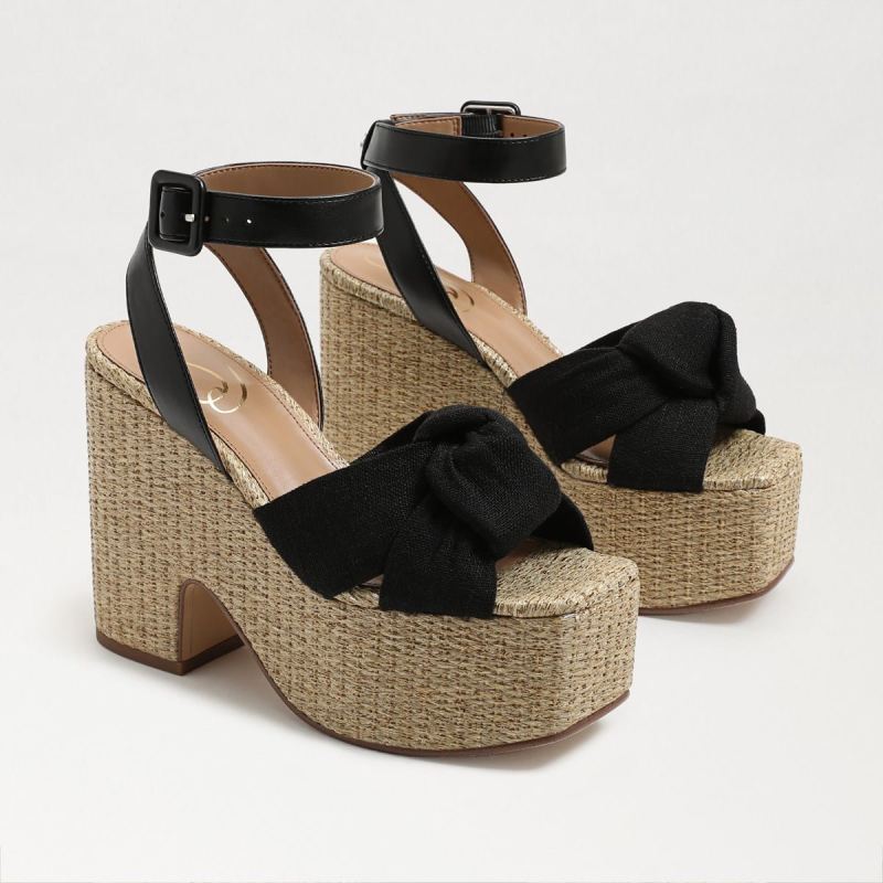 Sam Edelman Theresa Platform Block Heel-Black Linen