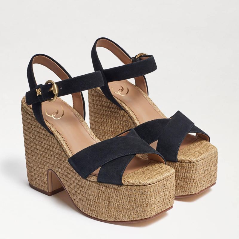 Sam Edelman Trianna Platform Sandal-Black Suede - Click Image to Close