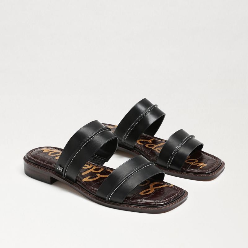 Sam Edelman Haydee Stitch Slide Sandal-Black Leather Sam Edelman Haydee Stitch Slide Sandal-Black Leather