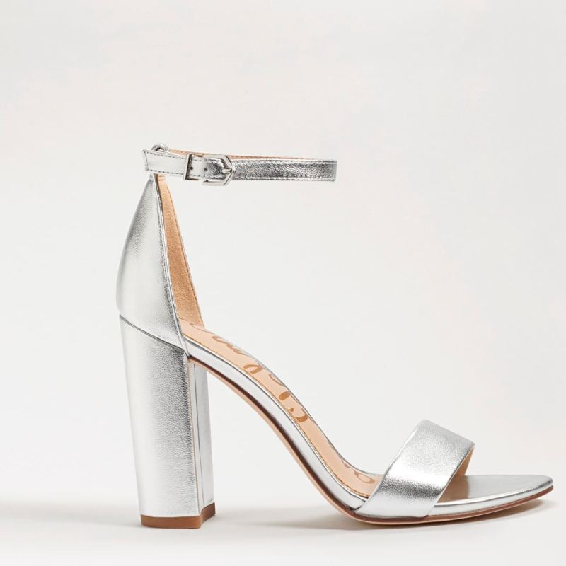 Sam Edelman Yaro Block Heel Sandal-Silver Leather