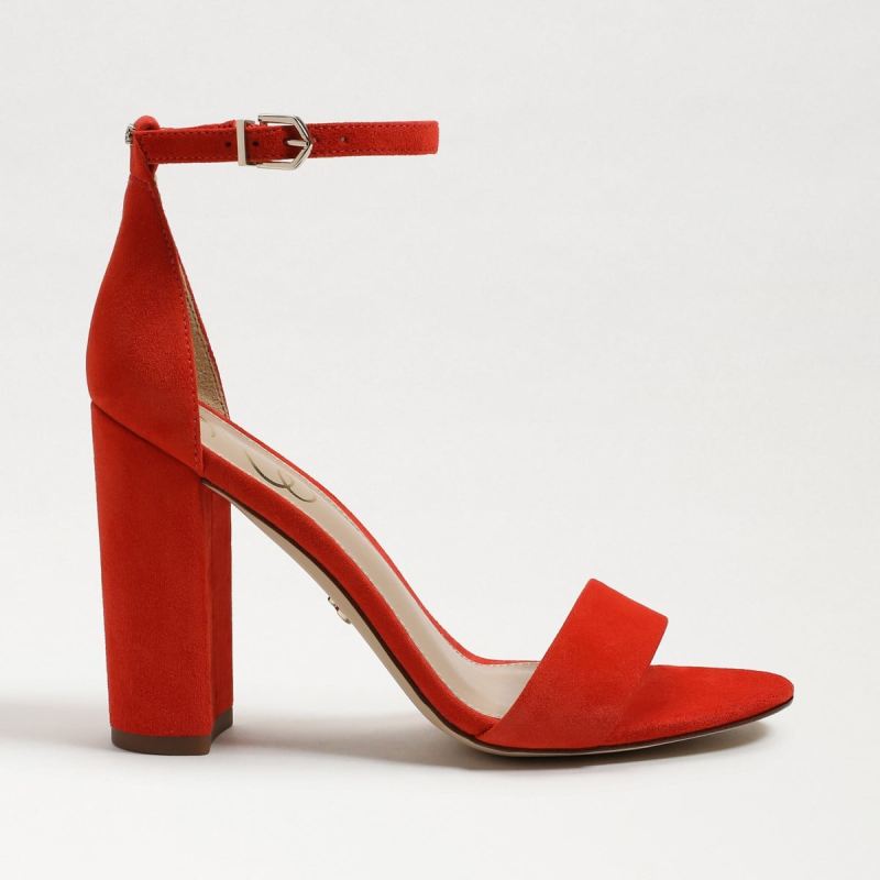 Sam Edelman Yaro Block Heel Sandal-Bright Poppy Suede