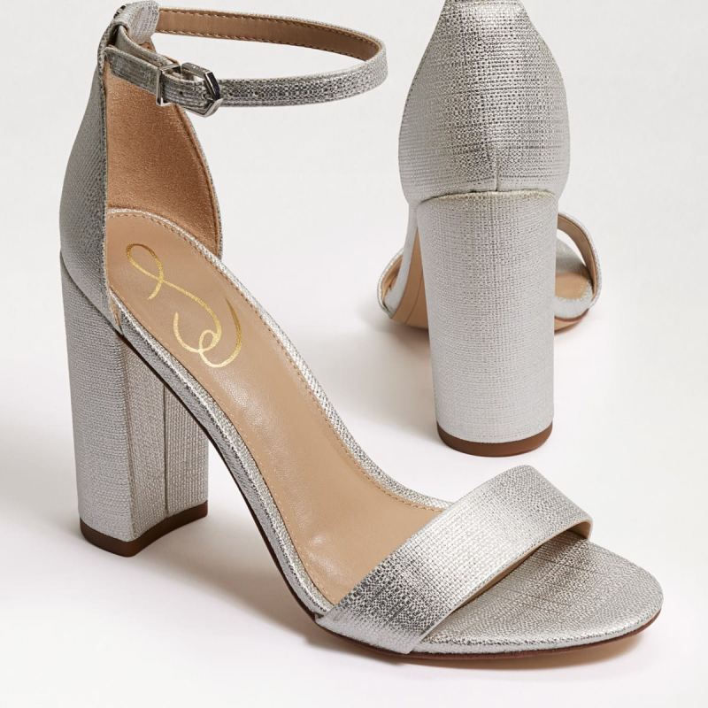 Sam Edelman Yaro Block Heel Sandal-Soft Silver Leather