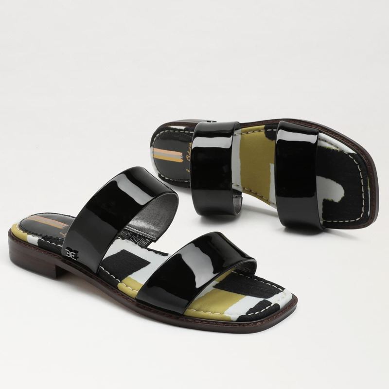 Sam Edelman Haydee Stitch Slide Sandal-Black/Multi Patent