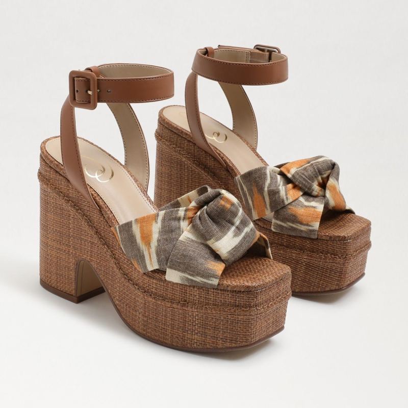 Sam Edelman Theresa Platform Block Heel-Soft Grey Ikat Linen