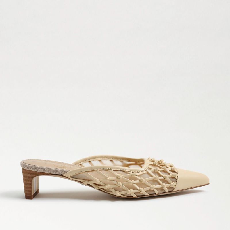 Sam Edelman Snyder Slip On Kitten Heel-Eggshell Weave